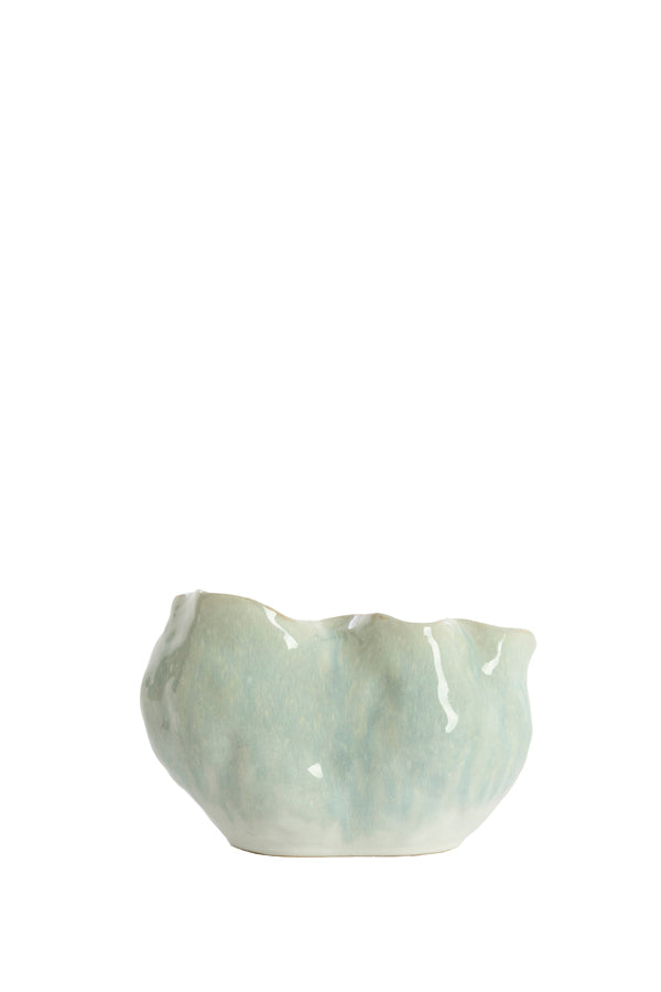 Telmo Light Blue & Cream Ceramic Vase 17.5cm