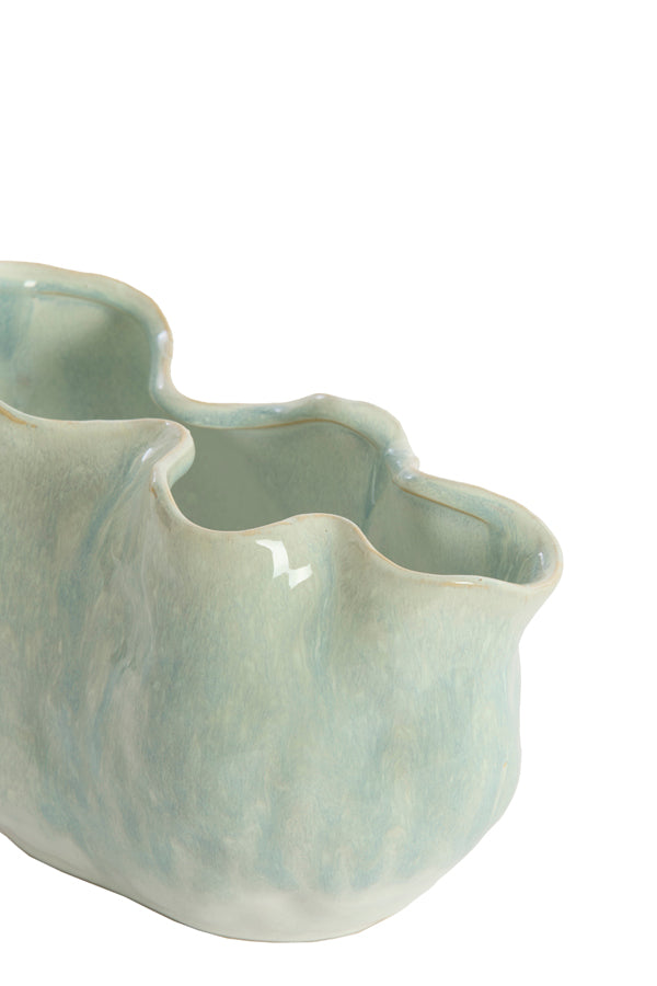 Telmo Light Blue & Cream Ceramic Vase 17.5cm