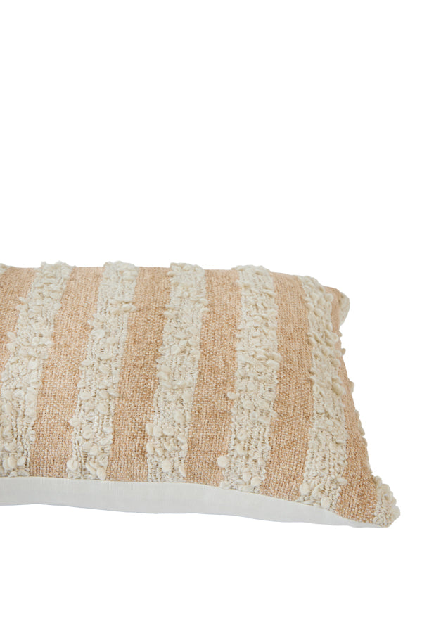 Nimba Sand & Light Peach Striped Rectangular Cushion 60x30cm