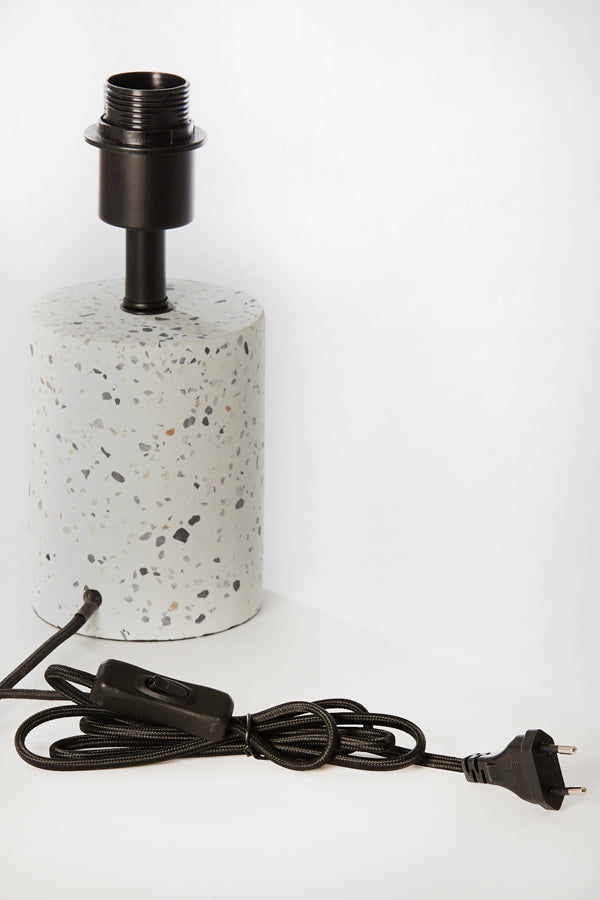 Randy White Terrazzo & Matt Black Table Lamp Base 25cm