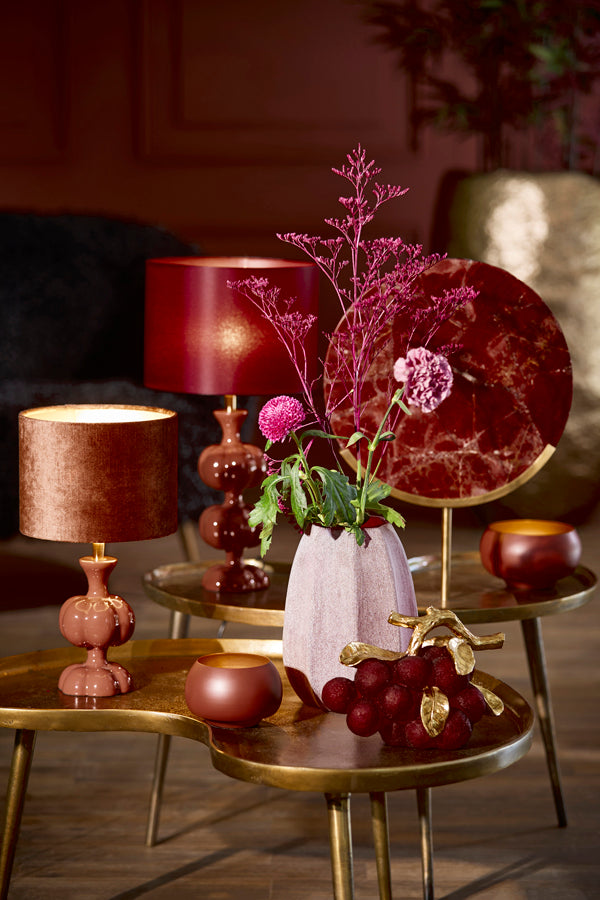 Caldas Gloss Terracotta Metal Table Lamp Base 29cm