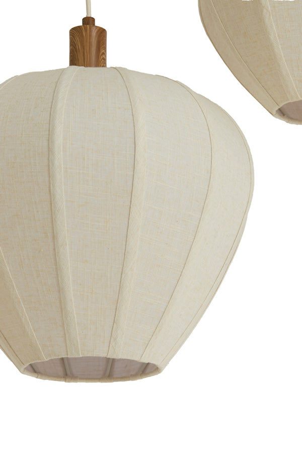 Huxi Natural Wood Effect & Cream Linen 10 Light Pendant Light