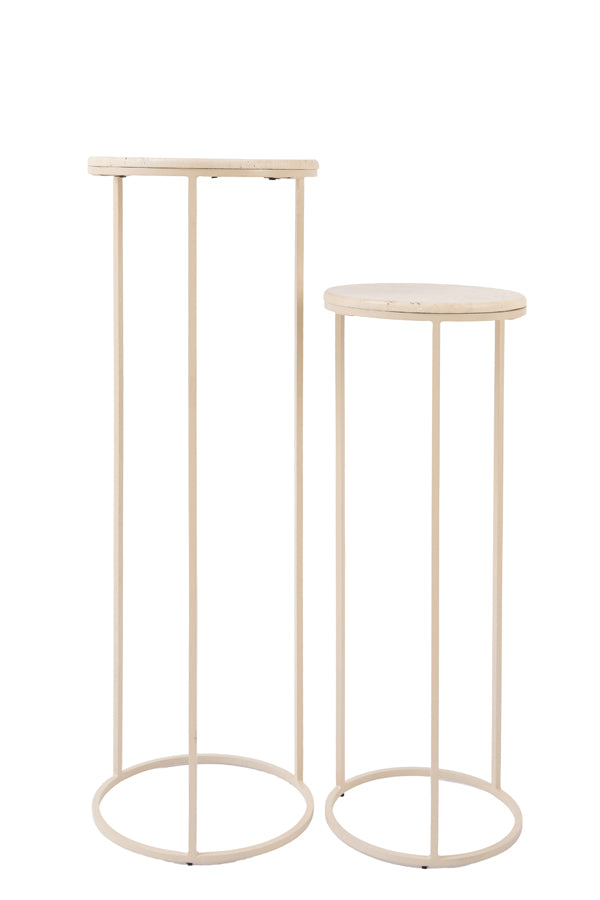Ricardo Set of 2 Sand & Beige Travertine Plinths