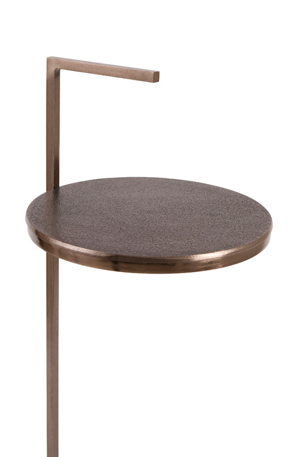 Leda Sand Travertine & Brown Bronze Round Side Table