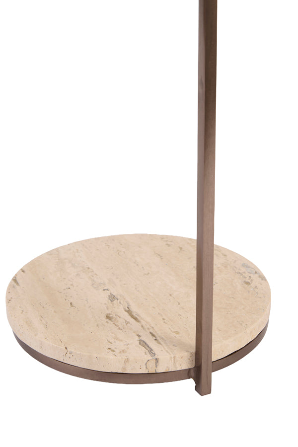 Leda Sand Travertine & Brown Bronze Round Side Table