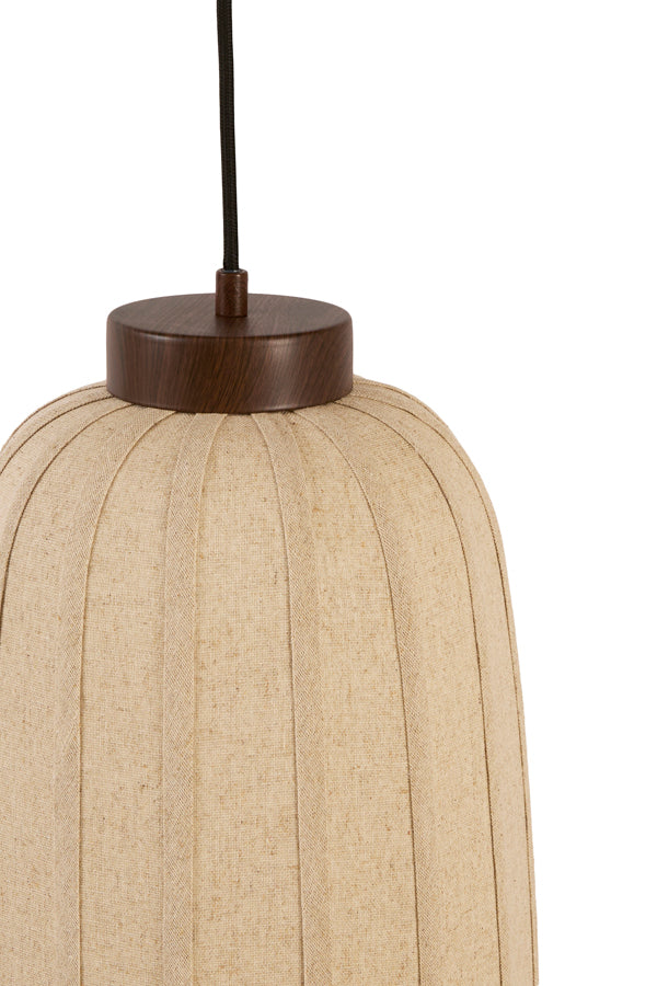 Voka Dark Brown & Natural Linen Pendant Light 25cm