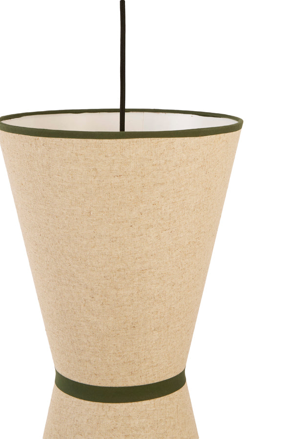 Lyco Natural & Green Linen Pendant Light 28cm