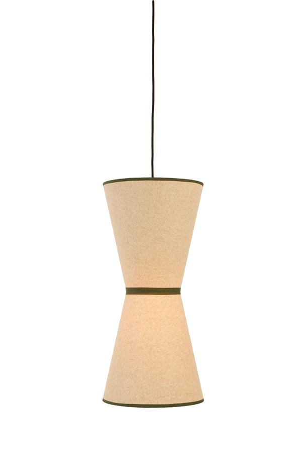 Lyco Natural & Green Linen Pendant Light 28cm