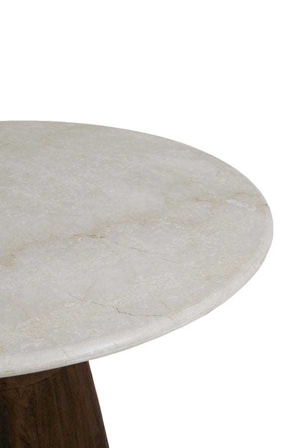 Soy Sand Marble & Chocolate Brown Mango Wood Round Dining Table 120cm