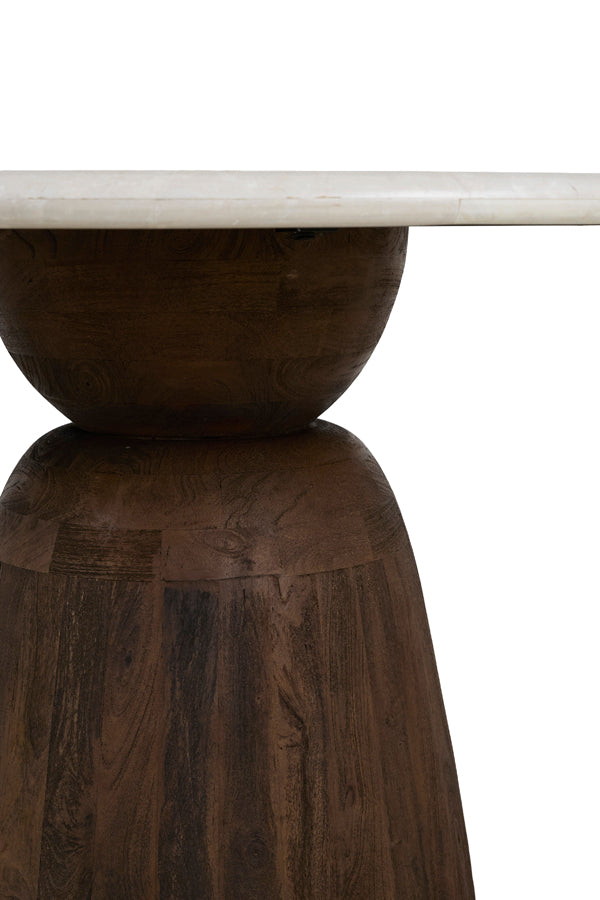 Soy Sand Marble & Chocolate Brown Mango Wood Round Dining Table 120cm