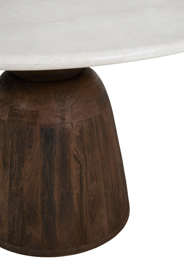 Soy Sand Marble & Chocolate Brown Mango Wood Round Dining Table 120cm