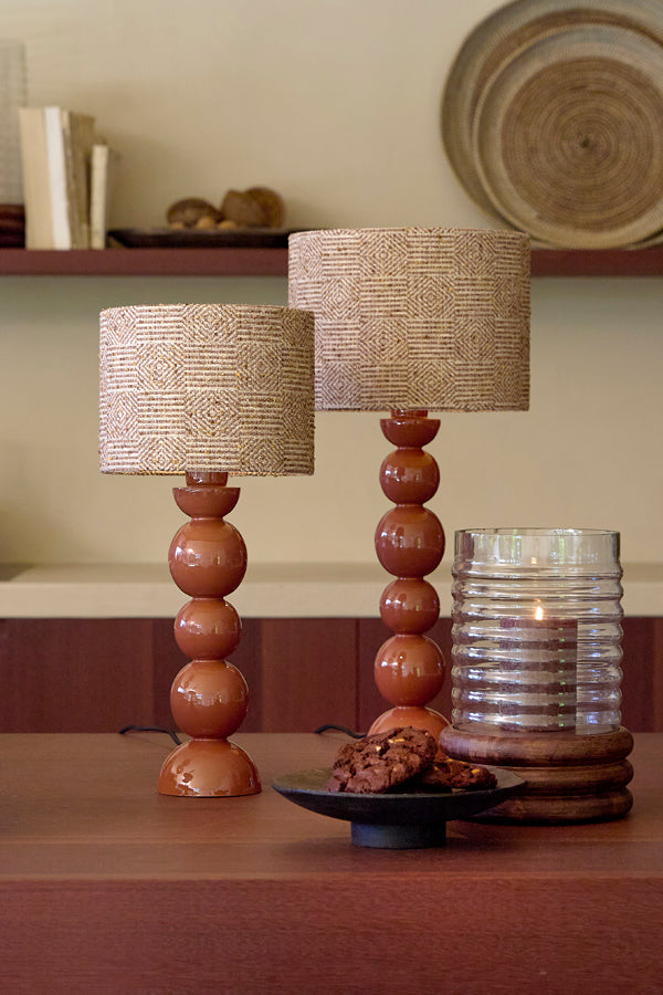 Barles Gloss Terracotta Metal Table Lamp Base 36cm
