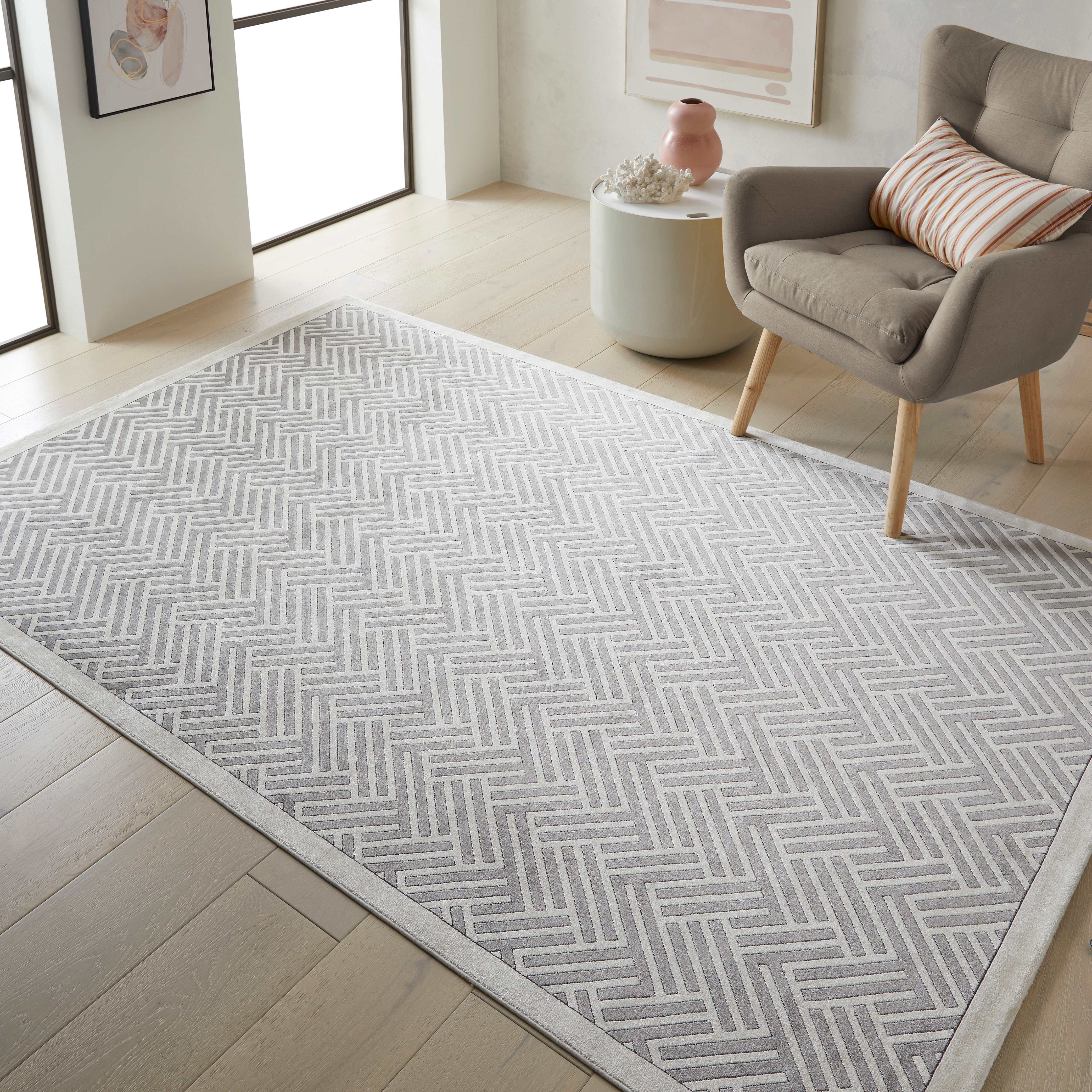 Concept Looms Lugano LUG02 Light Grey/Ivory Large Rectangle Rug