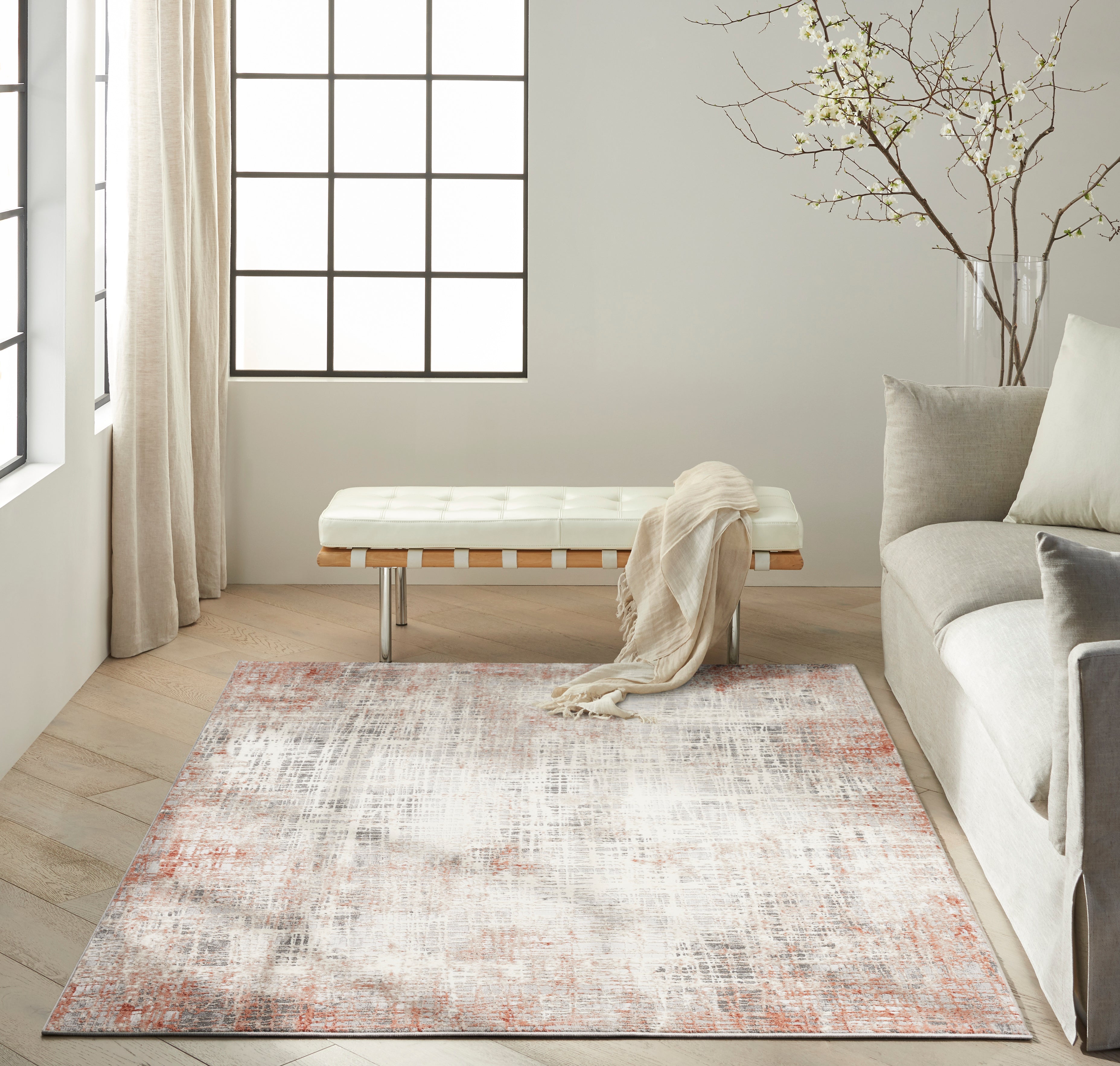 Calvin Klein CK022 Infinity IFN01 Rust Orange Multi Colour Large Rectangle Rug