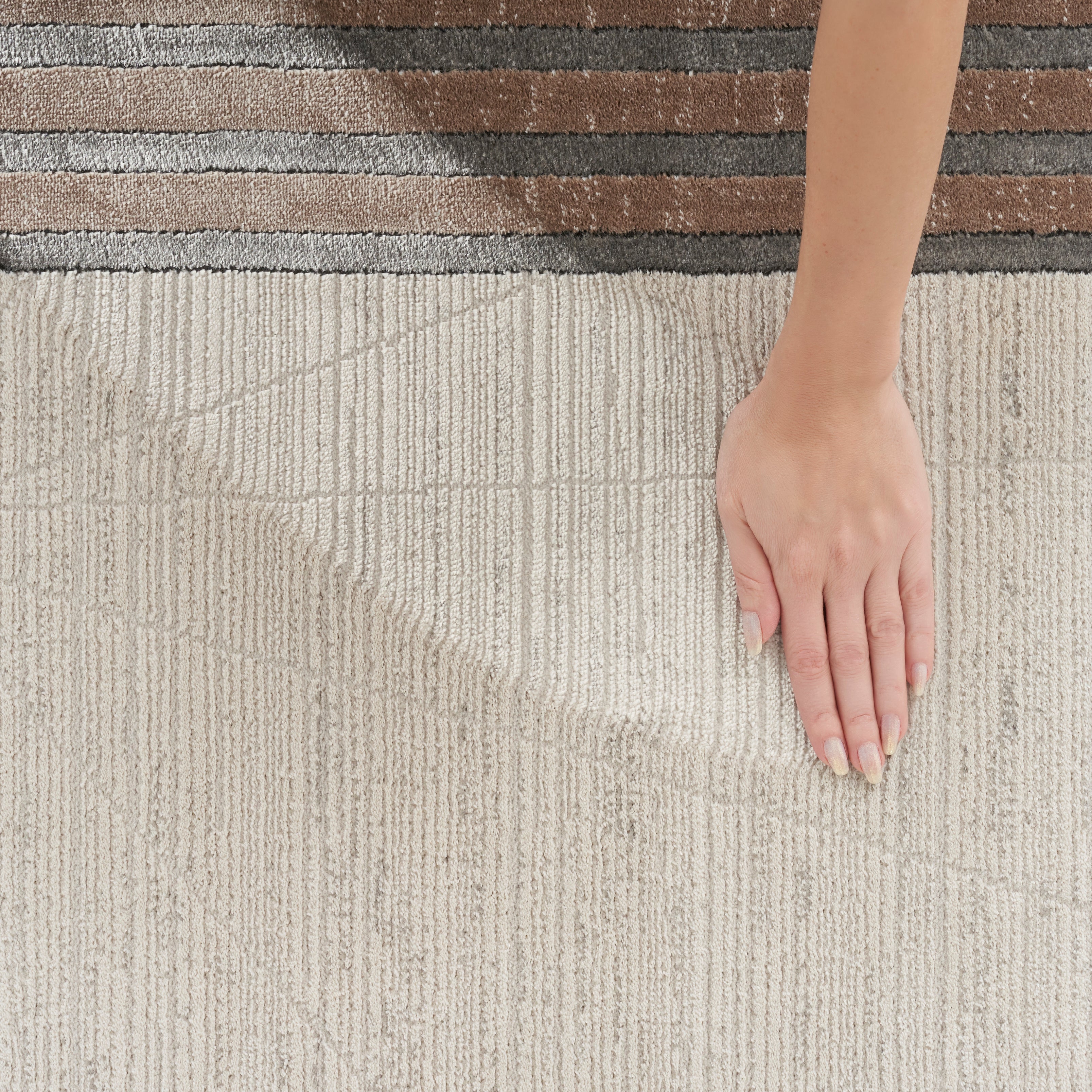 Nourison Desire DSR01 Ivory/Silver Brown Large Rectangle Rug