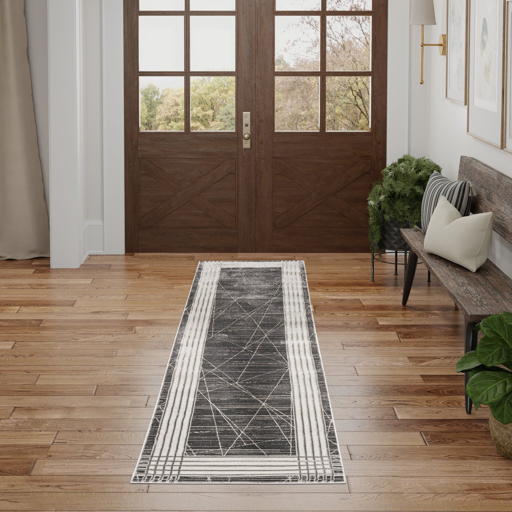 Nourison Desire DSR01 Charcoal Black/Silver Runner Rug