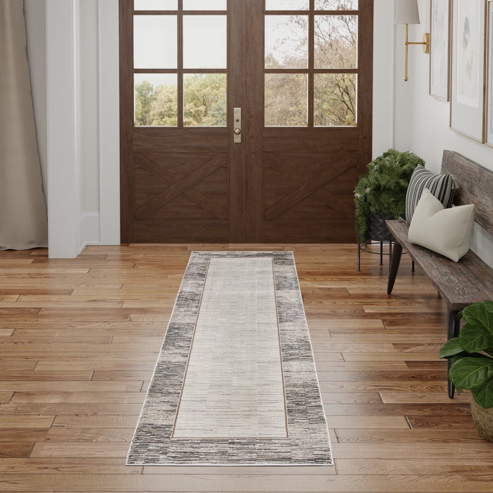 Nourison Desire DSR02 Grey/Black Runner Rug