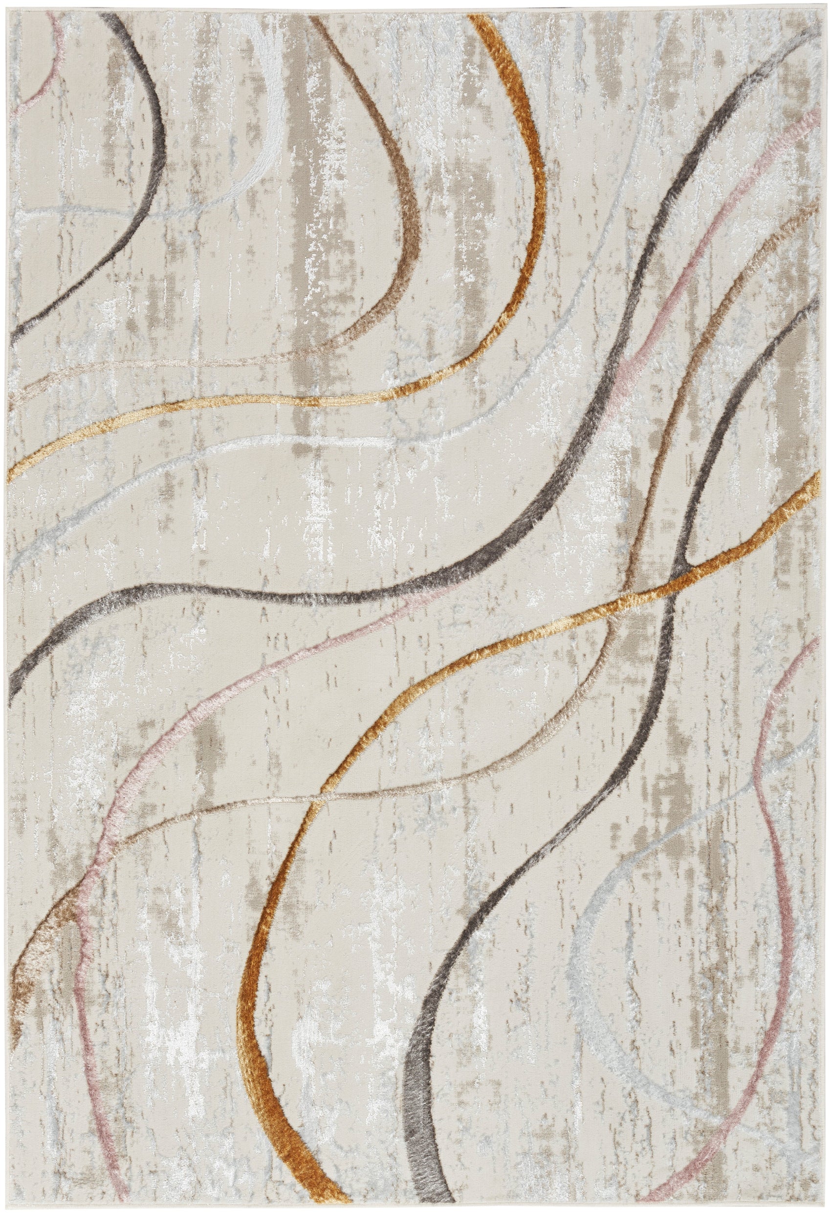 Nourison Glitz GLZ01 Ivory/Multi Colour Large Rectangle Rug