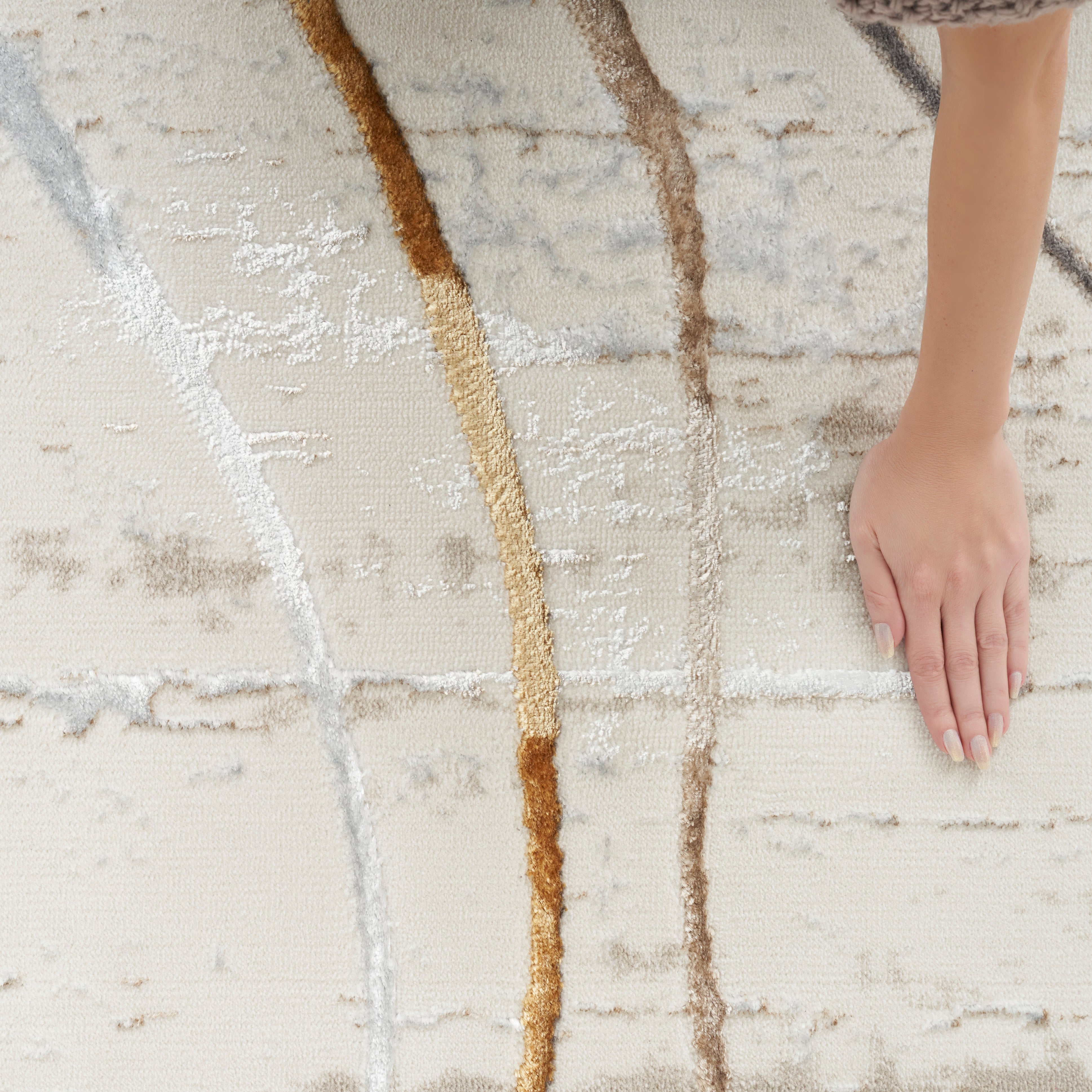 Nourison Glitz GLZ01 Ivory/Multi Colour Large Rectangle Rug