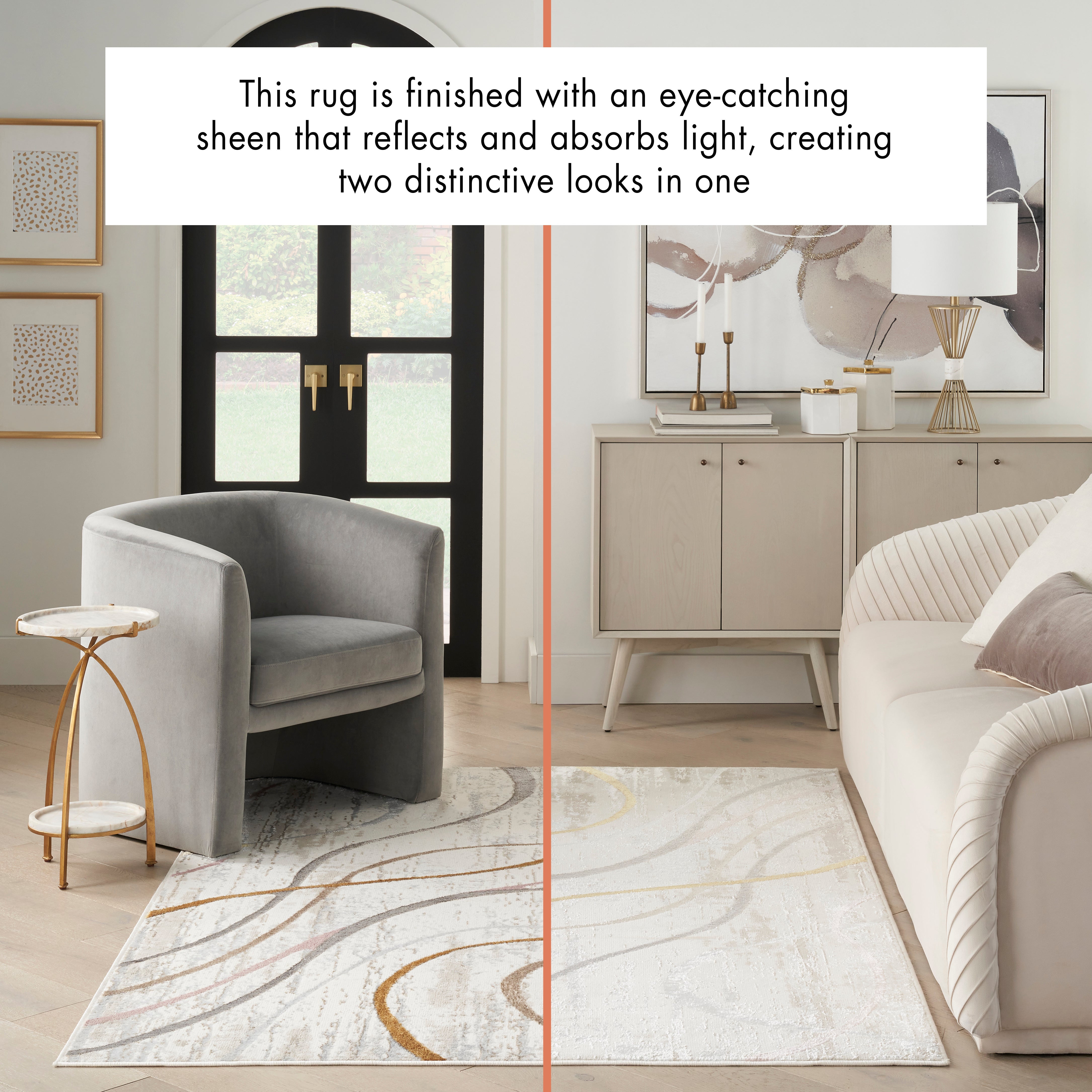 Nourison Glitz GLZ01 Ivory/Multi Colour Large Rectangle Rug