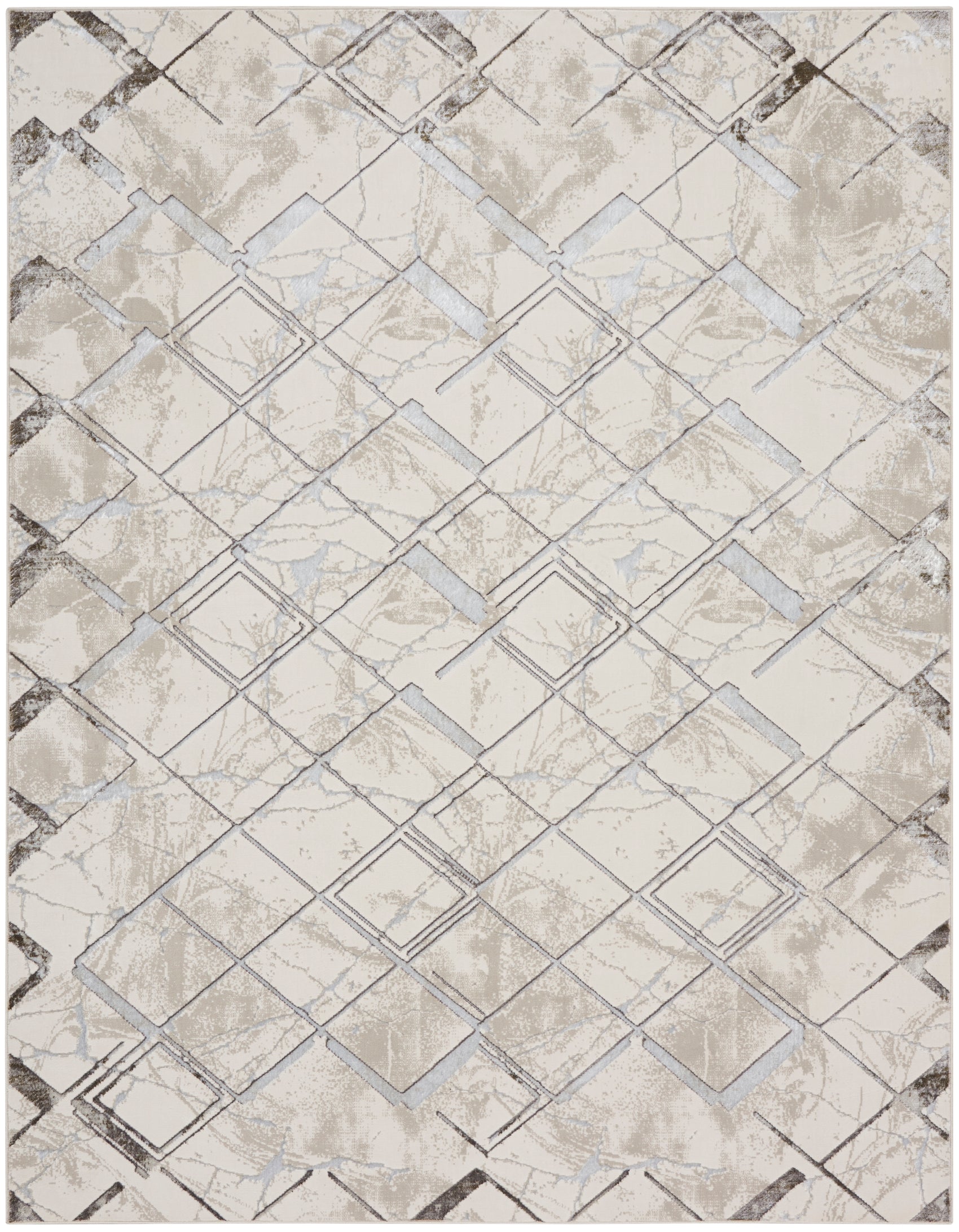 Nourison Glitz GLZ02 Ivory/Grey Large Rectangle Rug