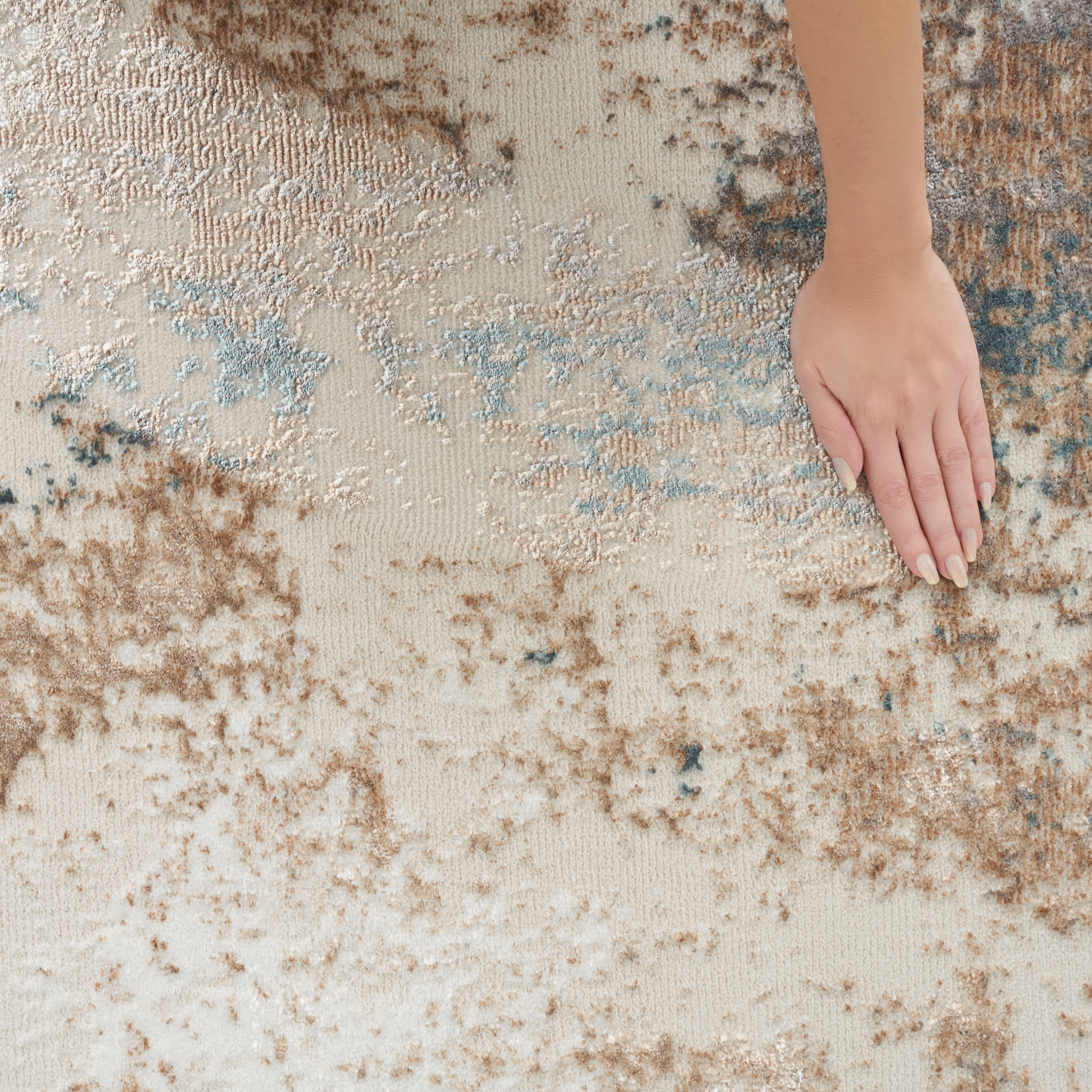 Nourison Glitz GLZ06 Taupe/Multi Colour Large Rectangle Rug