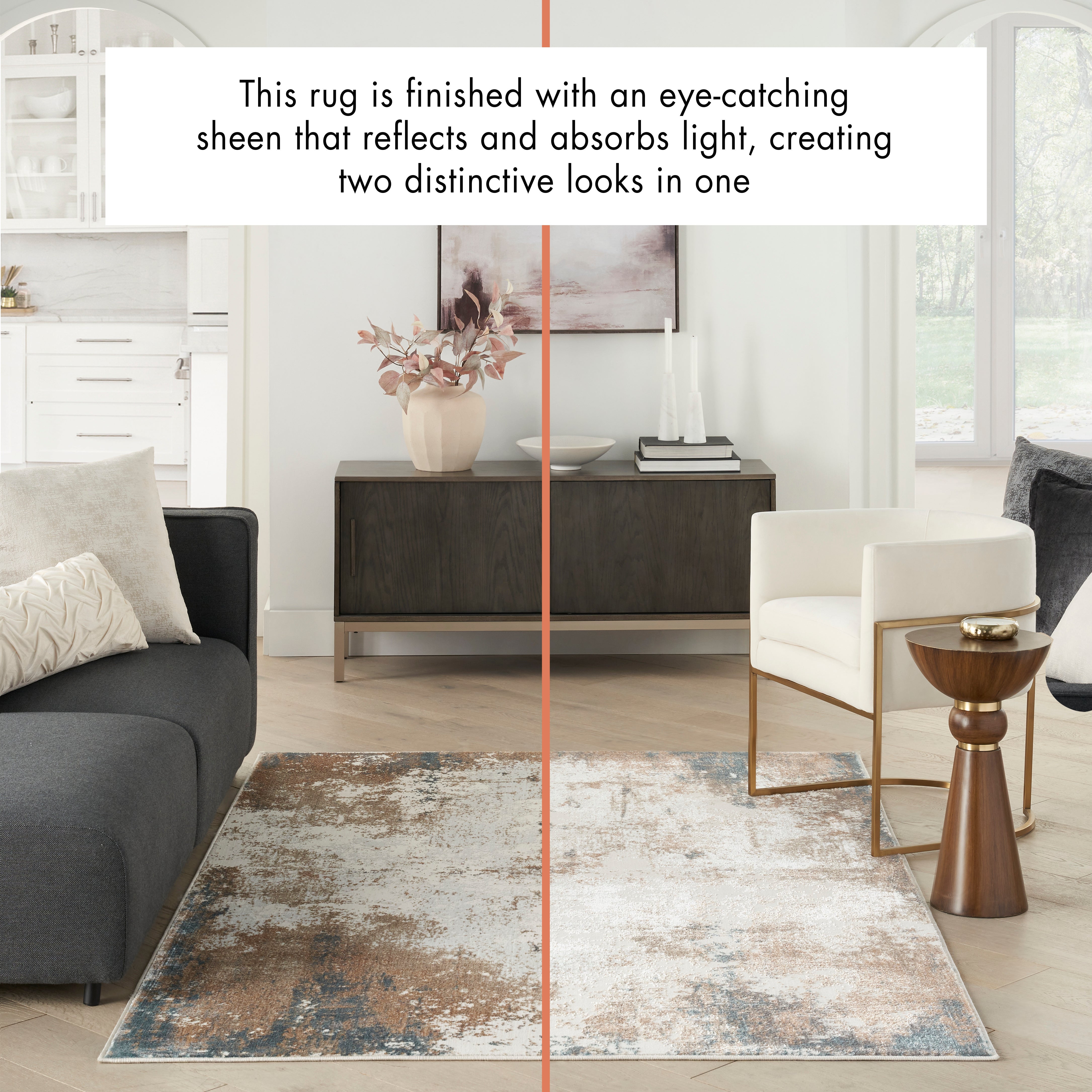 Nourison Glitz GLZ06 Taupe/Multi Colour Large Rectangle Rug