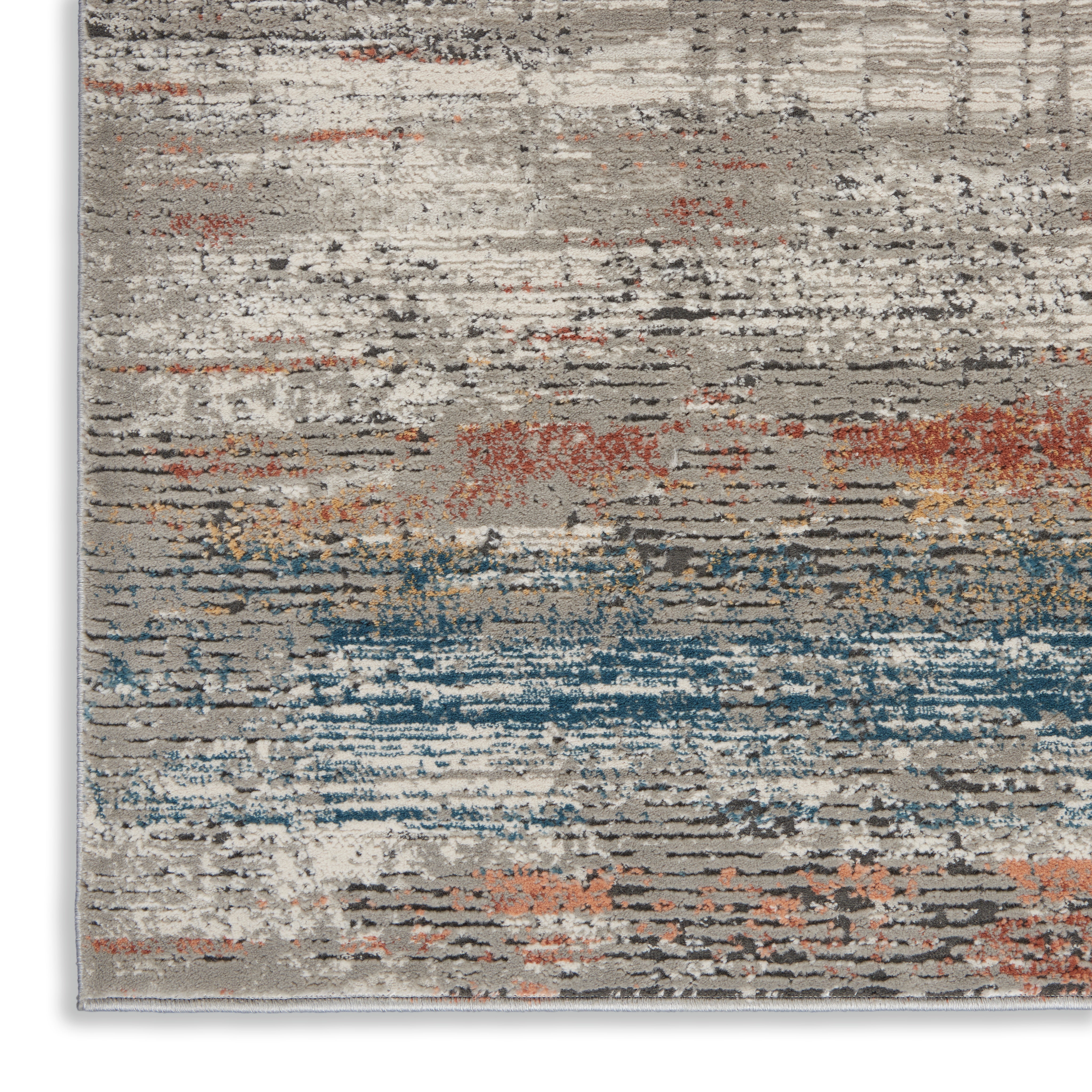 Nourison Rustic Textures RUS12 Grey/Multi Colour Large Rug