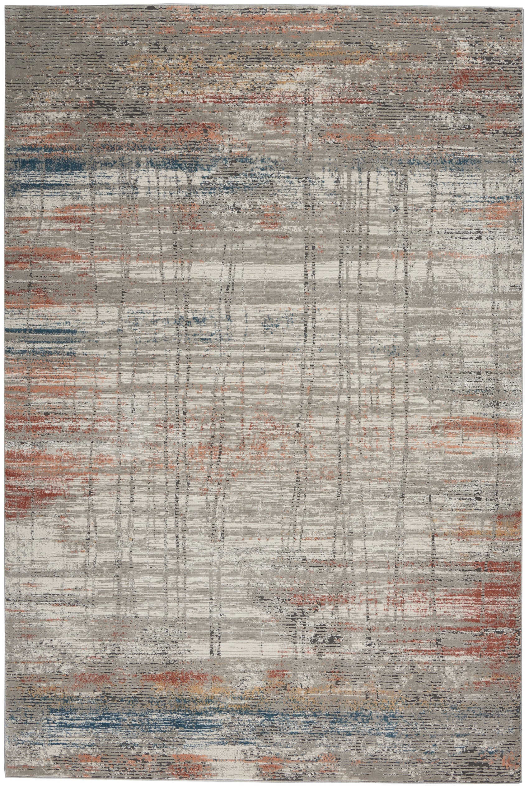 Nourison Rustic Textures RUS12 Grey/Multi Colour Large Rug