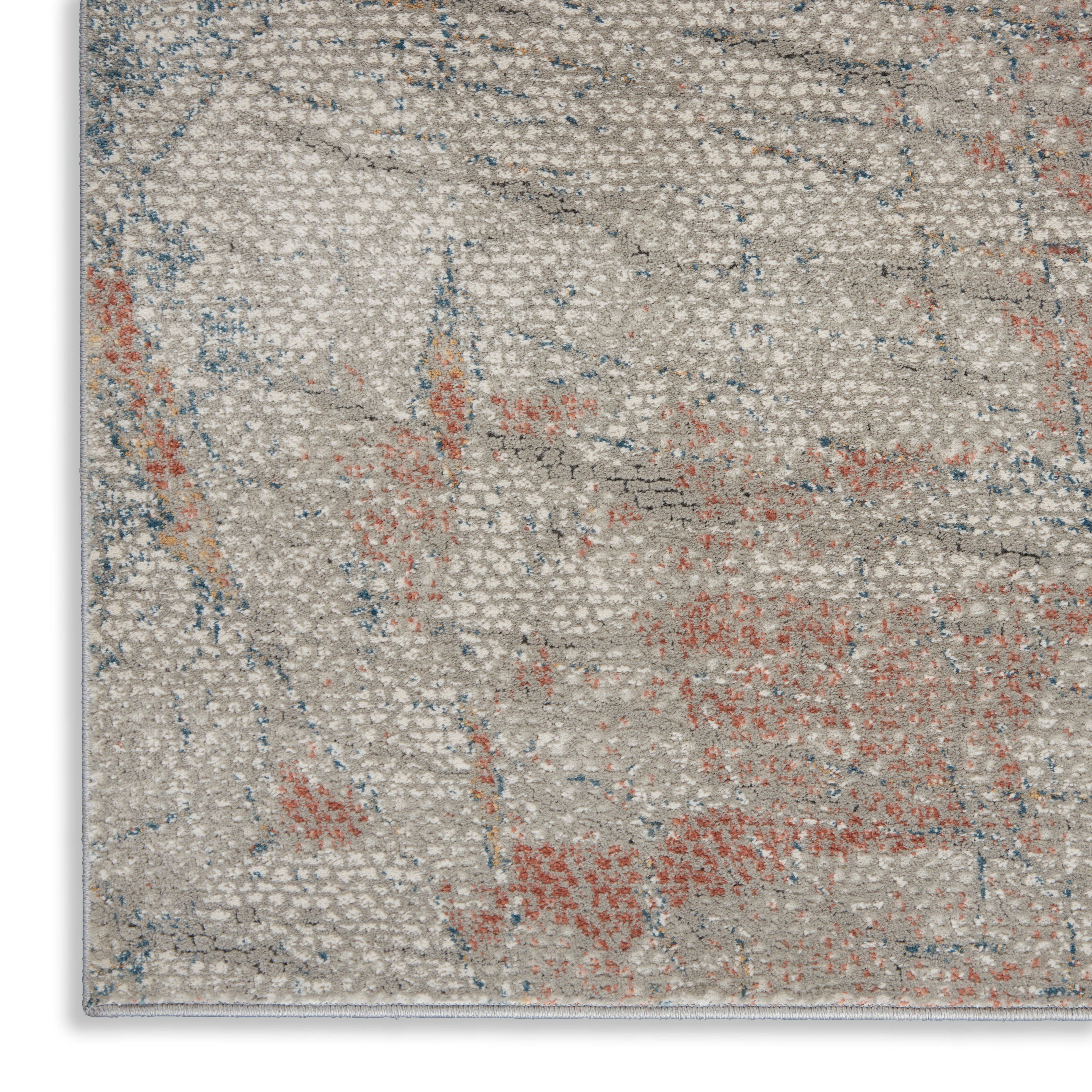 Nourison Rustic Textures RUS15 Light Grey/Rust Orange Large Rectangle Rug