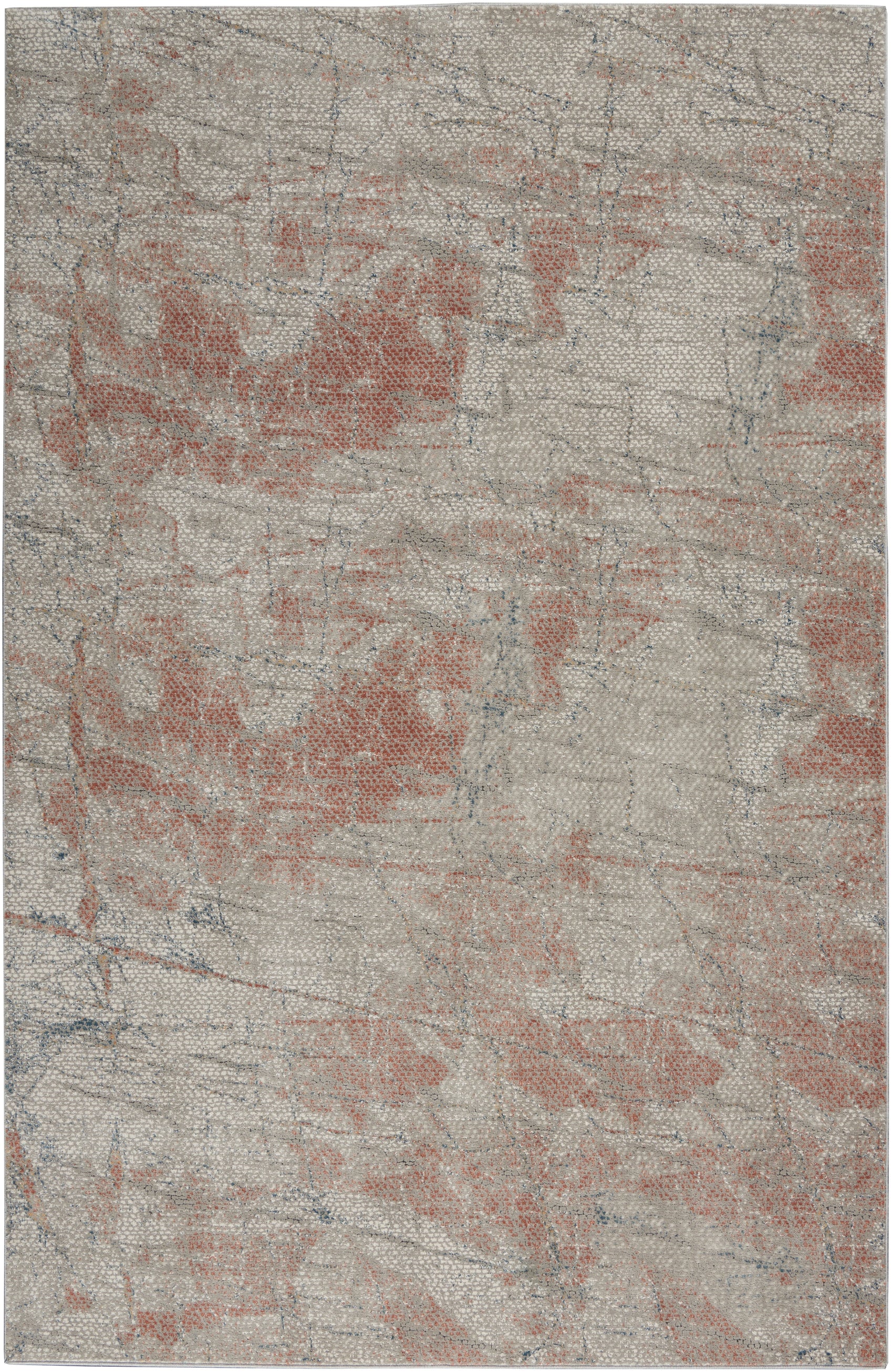 Nourison Rustic Textures RUS15 Light Grey/Rust Orange Large Rectangle Rug