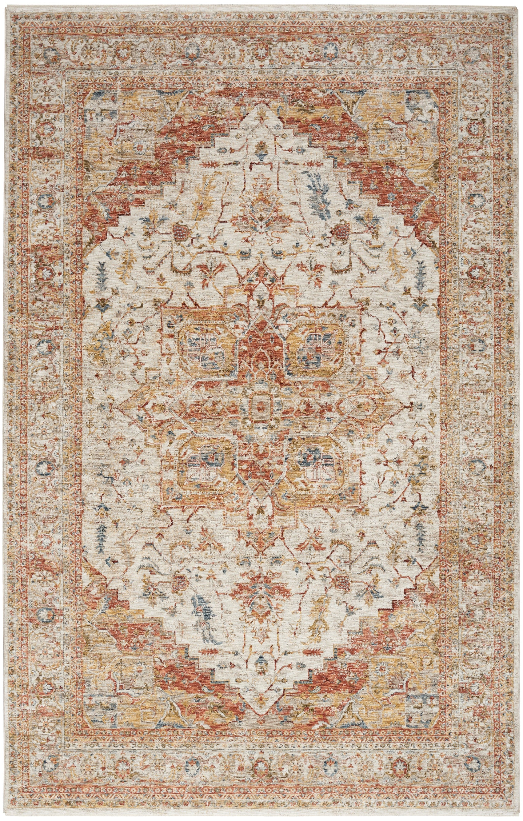 Nourison Sahar SHR06 Ivory/Rust Orange Large Rectangle Rug