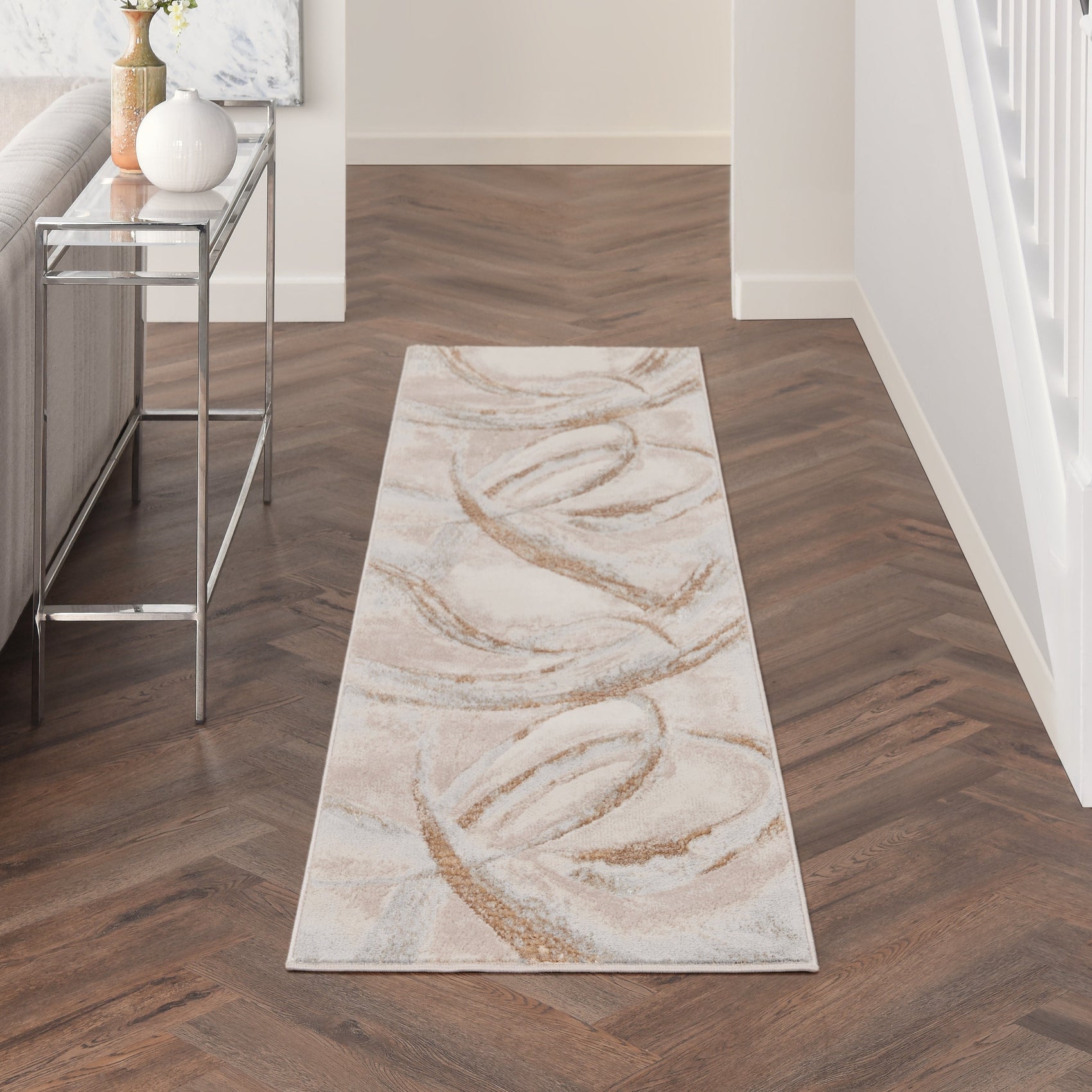 Nourison Brushstrokes BSK01 Beige/Grey Runner Rug