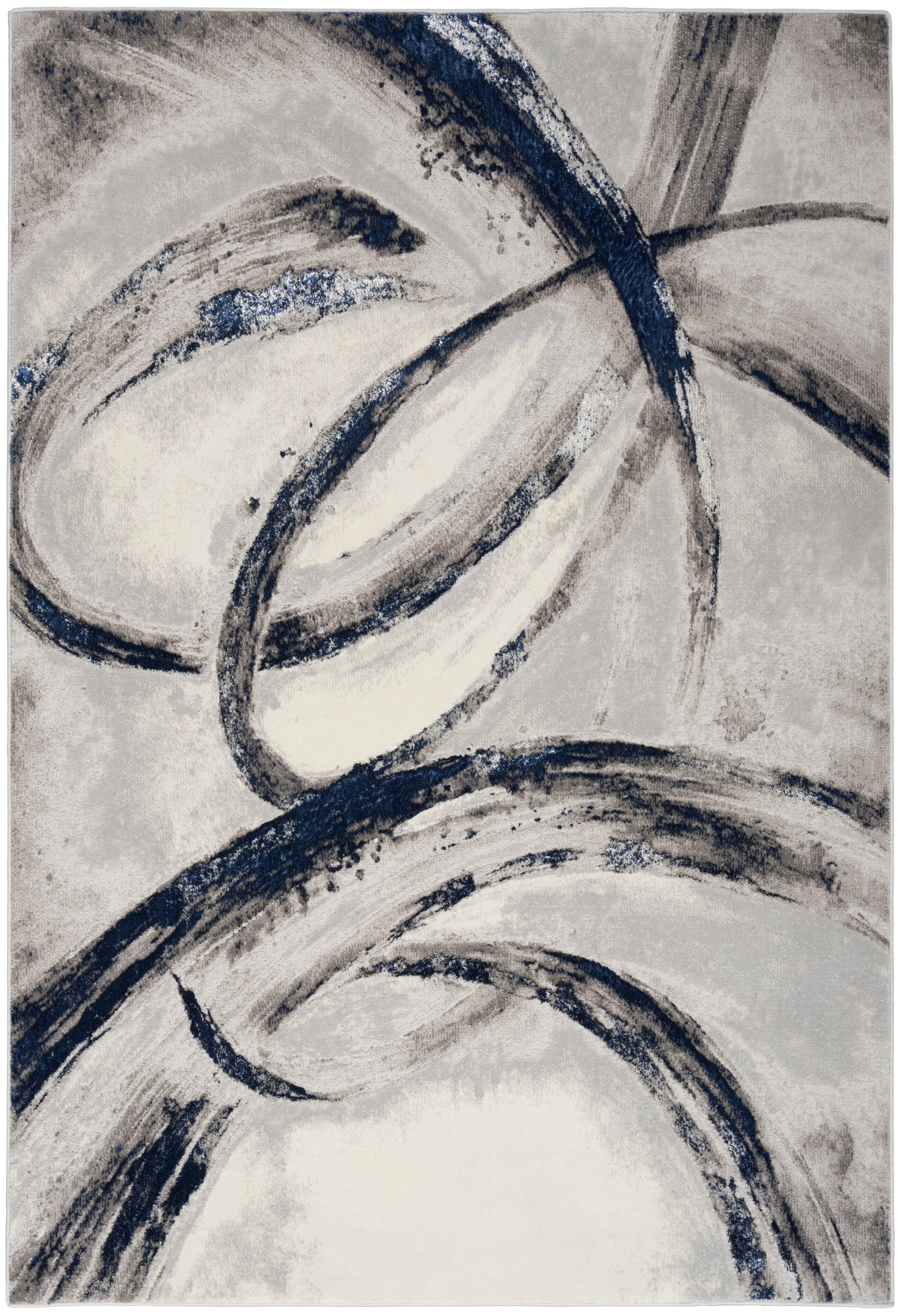 Nourison Brushstrokes BSK02 Grey/Navy Blue Large Rectangle Rug