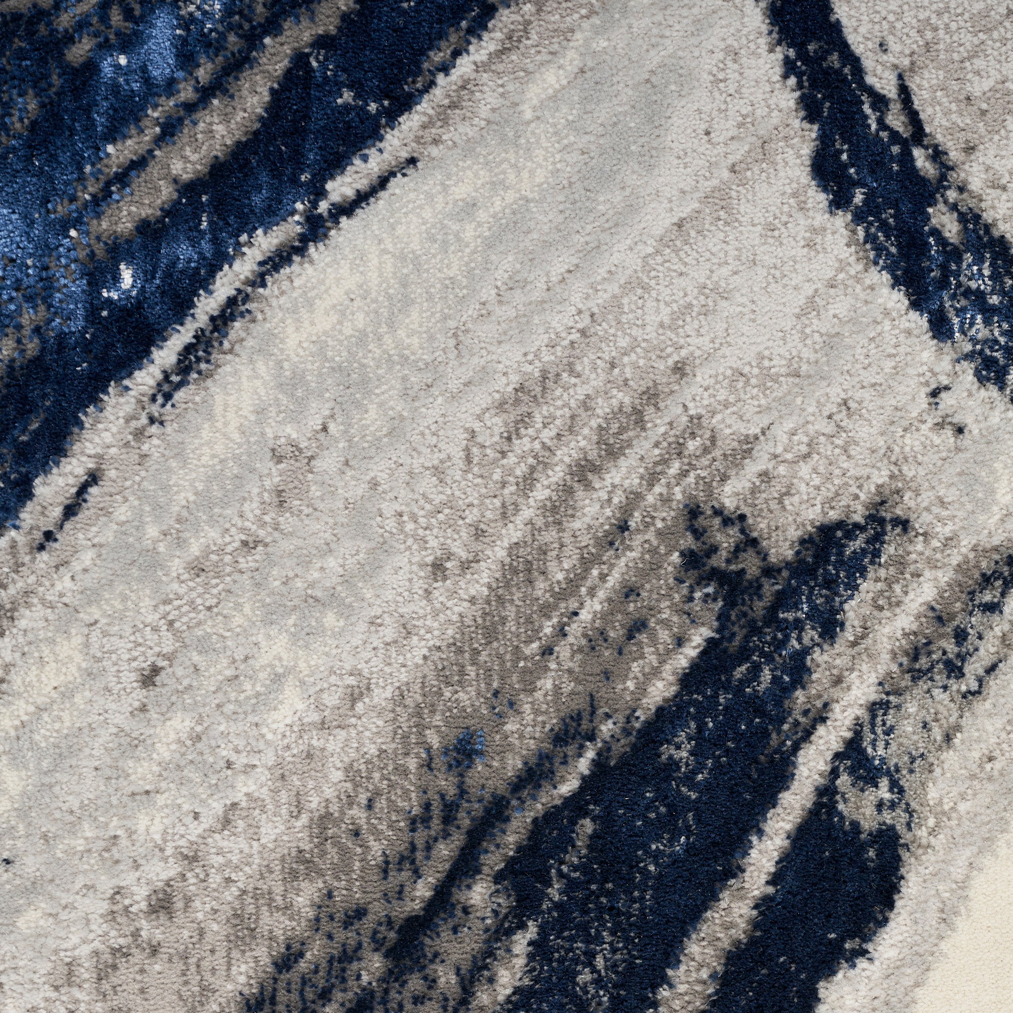 Nourison Brushstrokes BSK02 Grey/Navy Blue Large Rectangle Rug