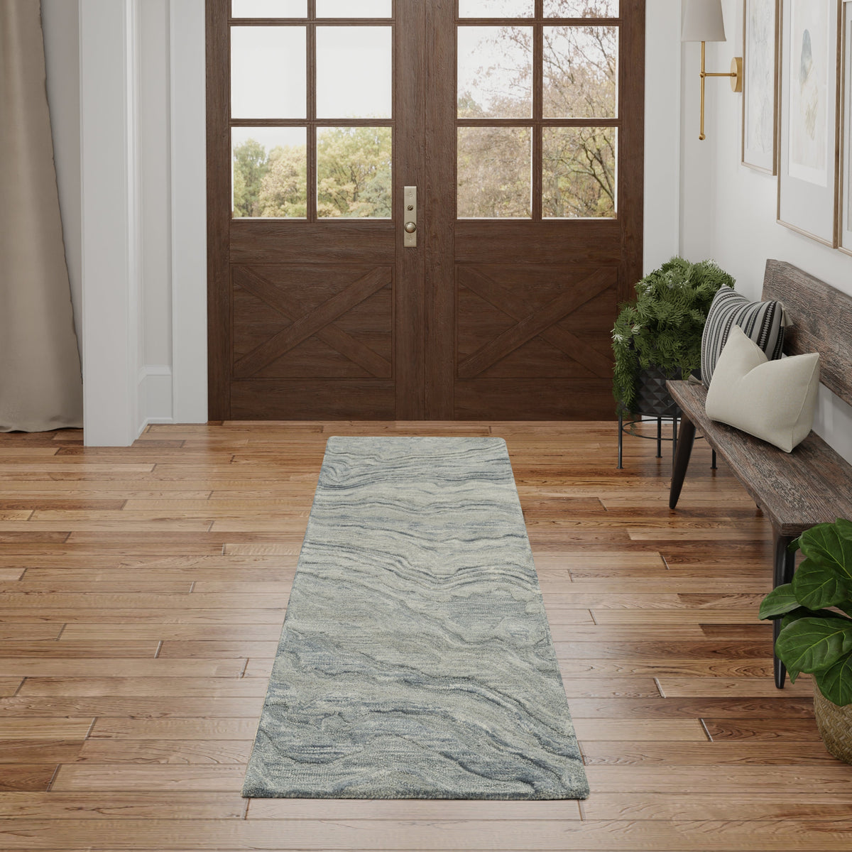 Nourison Graceful GRU01 Blue Runner Rug