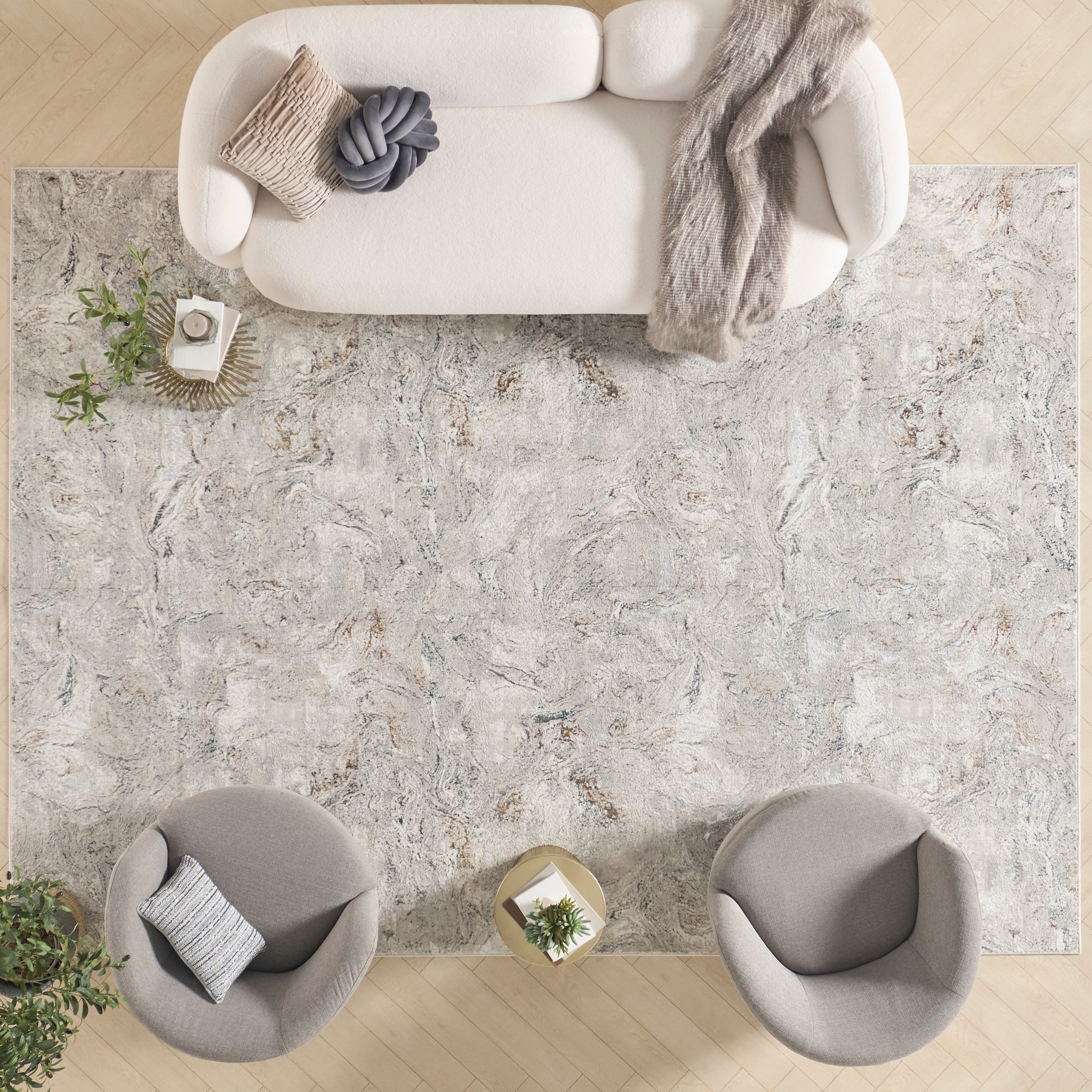 Nourison Glitz GLZ20 Grey/Multi Colour Large Rectangle Rug