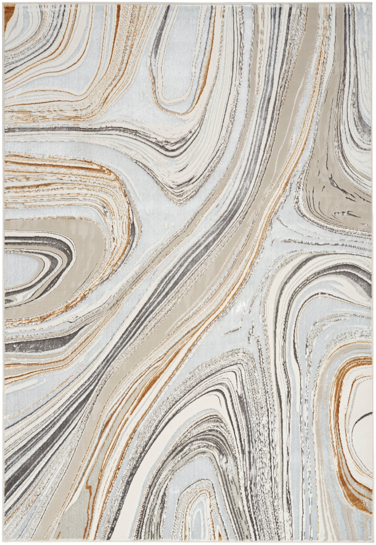 Nourison Glitz GLZ21 Grey/Gold Large Rectangle Rug