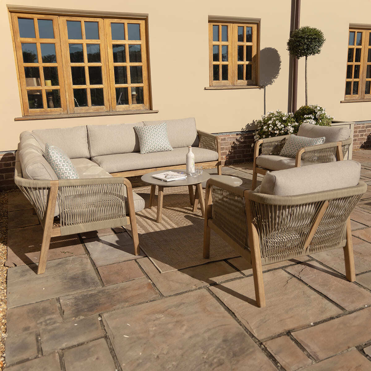 New Martinique Corner Sofa Set & Armchair Set of 2 - Light Brown