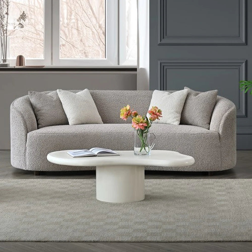 Aluxo Kira Teddy Latte Taupe Boucle Sofa | 3 Seater