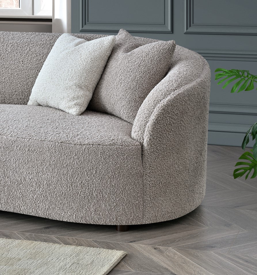 Aluxo Kira Teddy Latte Taupe Boucle Sofa | 3 Seater