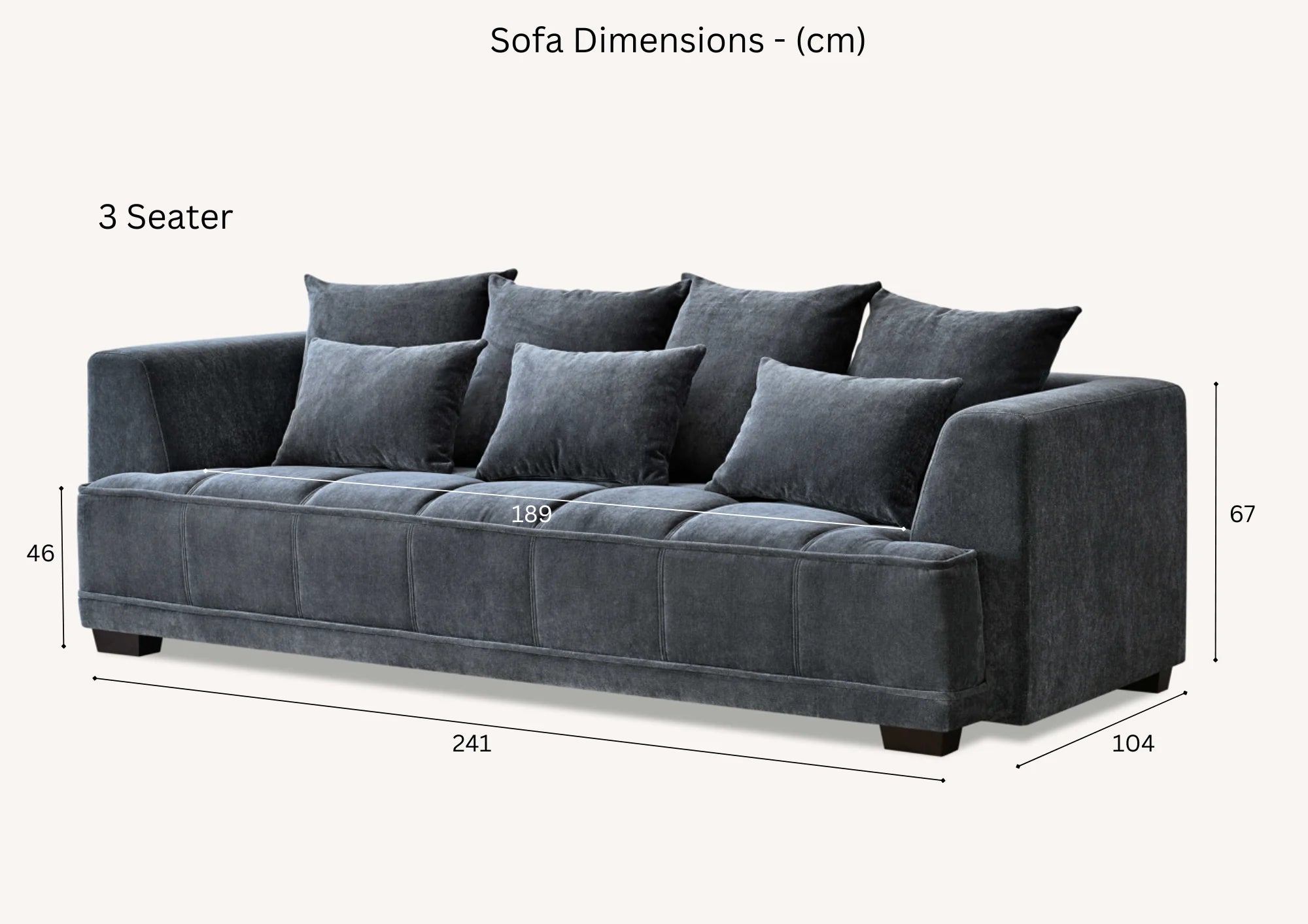 Aluxo Presley Steel Grey Sofa | 3 Seater