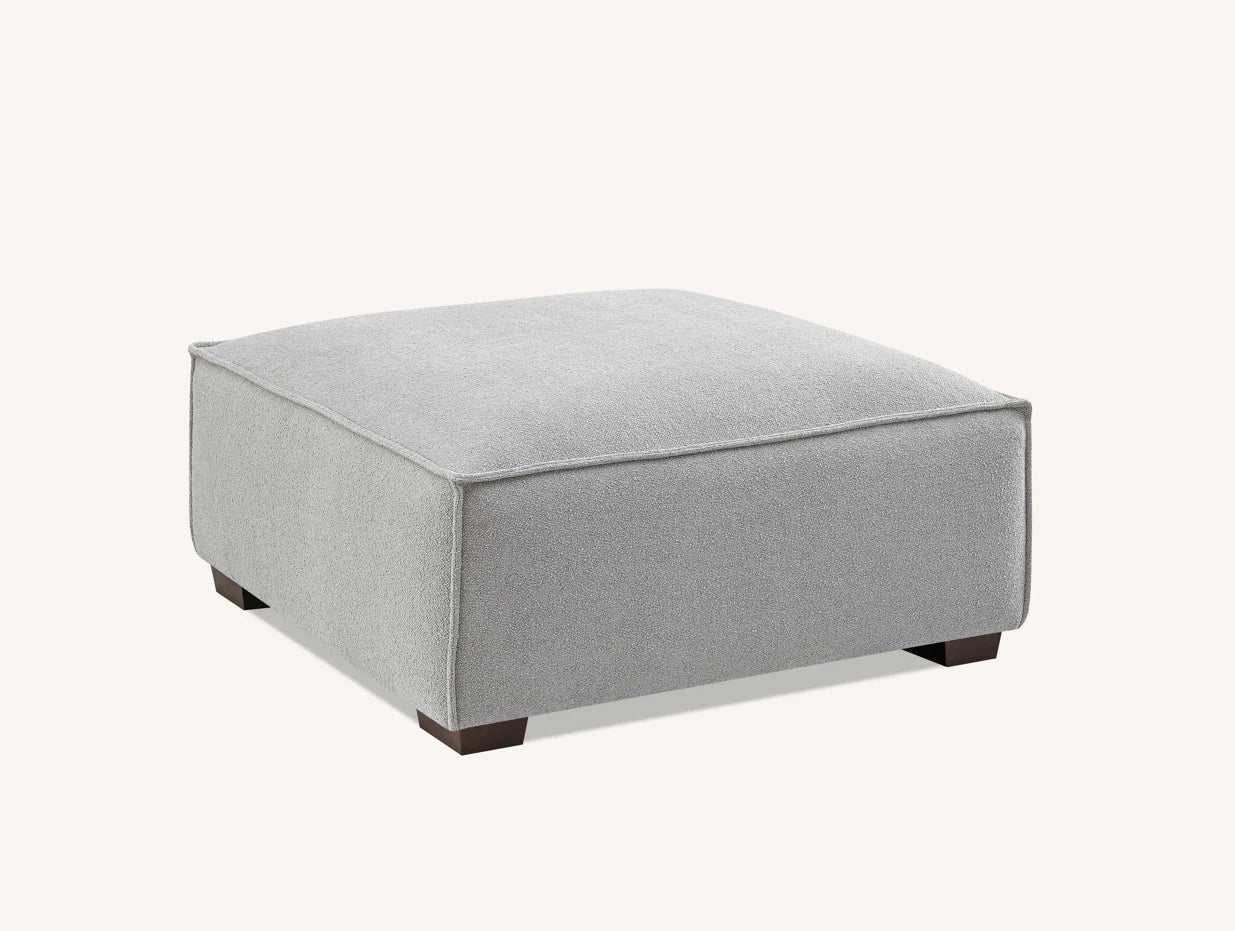 Aluxo Crawford Pebble Grey Boucle Sofa with Chaise Footstool | 4 Seater