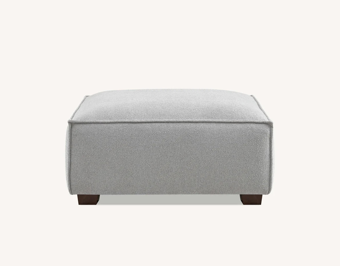 Aluxo Crawford Pebble Grey Boucle Sofa with Chaise Footstool | 4 Seater