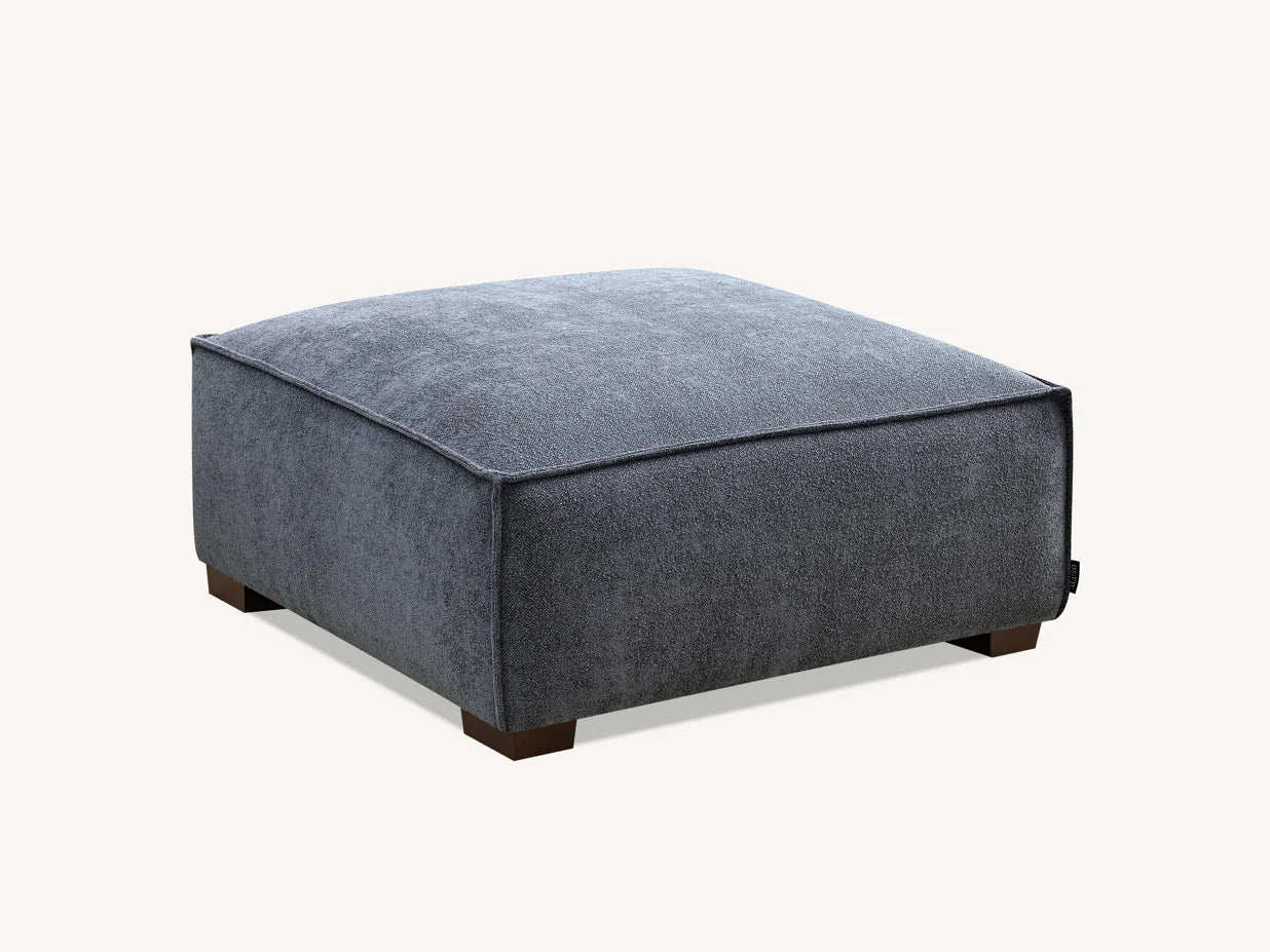 Aluxo Crawford Charcoal Grey Boucle Sofa with Chaise Footstool | 4 Seater