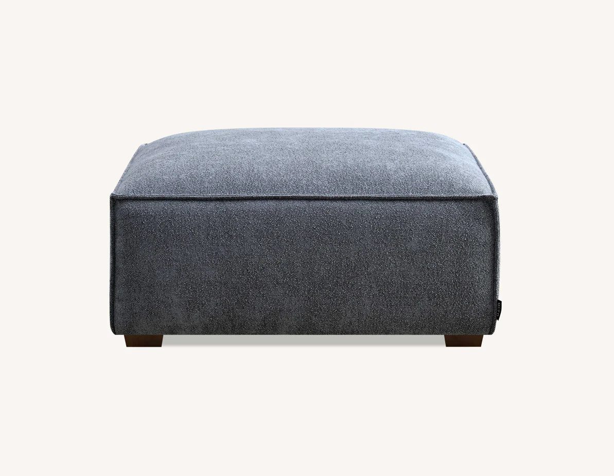 Aluxo Crawford Charcoal Grey Boucle Sofa with Chaise Footstool | 4 Seater