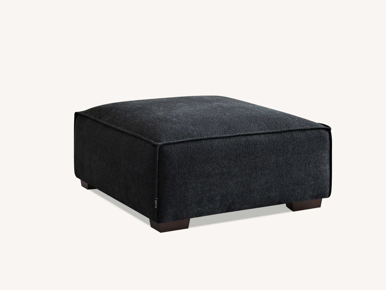 Aluxo Crawford Midnight Black Boucle Sofa with Chaise Footstool | 4 Seater