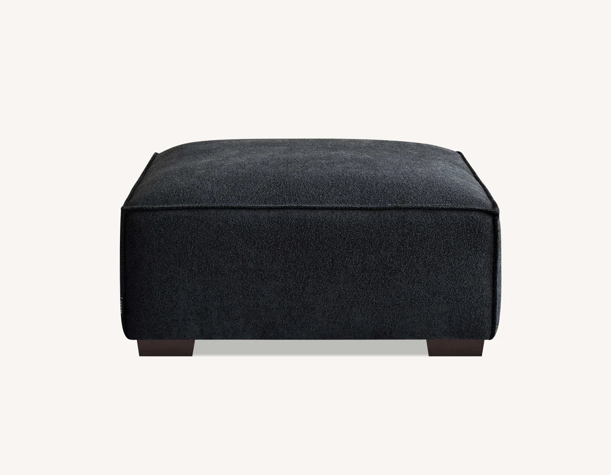 Aluxo Crawford Midnight Black Boucle Sofa with Chaise Footstool | 4 Seater