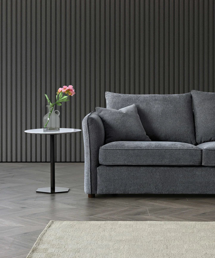 Aluxo Melby Charcoal Grey Boucle Corner Chaise Sofa | 4 Seater