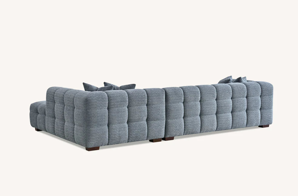 Aluxo Daito Iron Blue Boucle Bubble Corner Sofa | 5 Seater